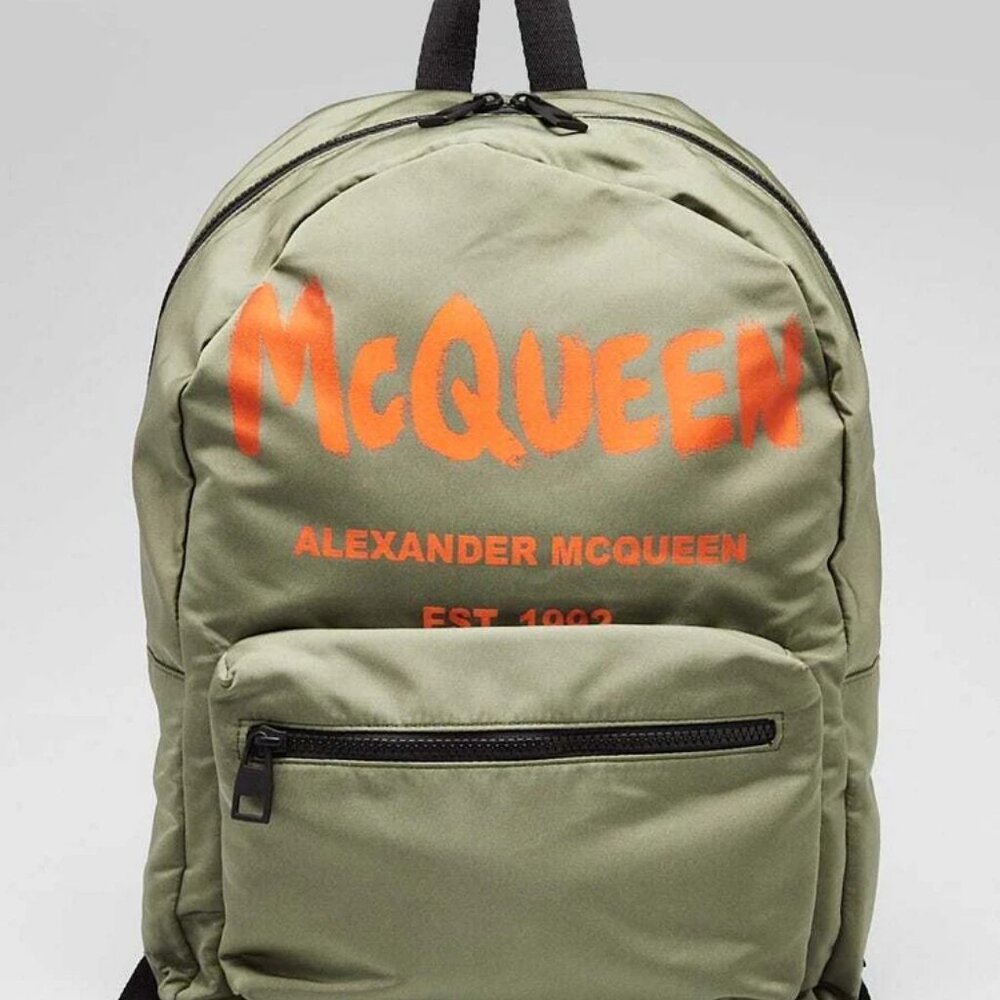 Alexander McQueen Olive and Orange Backpack